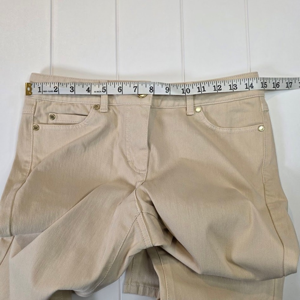J.McLaughlin Womens 6 Lexi Jeans Slim Leg Raw Beige Stretch Cotton Gold Hardware - Picture 8 of 11